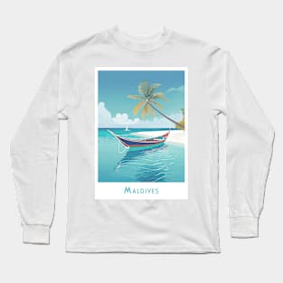 Retro Vintage Tropical Maldives Escape Long Sleeve T-Shirt